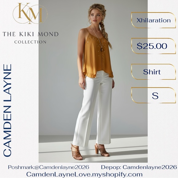 Xhilaration Tops - Mustard Bohemian Linen Cami Blouse
